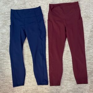 Fabletics Women's Navy and Burgundy Leggings